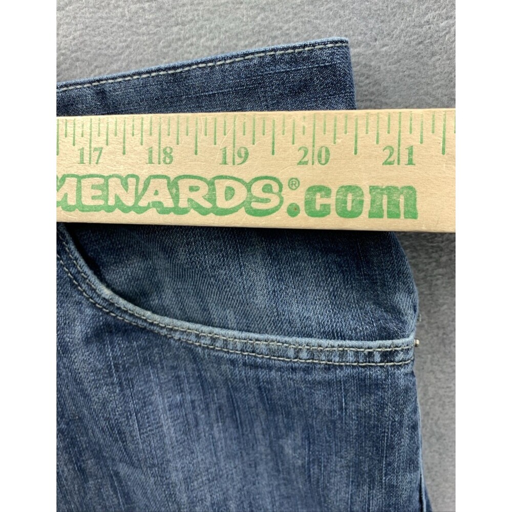 Levi's 514 Denim Jeans Blue Distressed Slim Straight Zip Pockets Size 42X32 Vtg - Picture 9 of 16